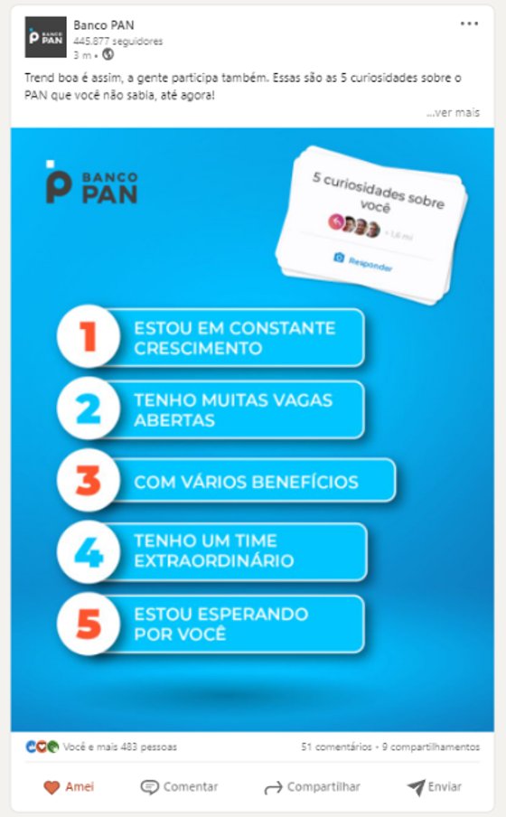 Post LinkedIn Banco PAN