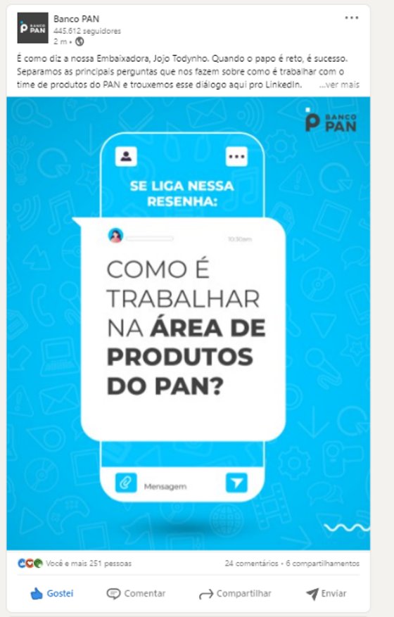 Post LinkedIn Banco PAN